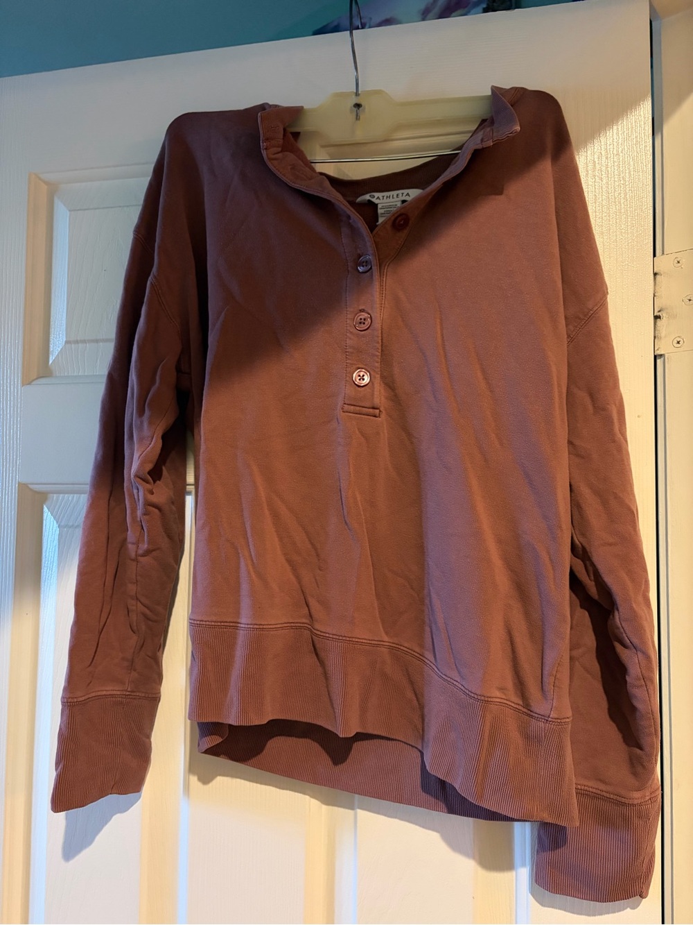Athleta Mauve Dusty Rose Henley Sweatshirt